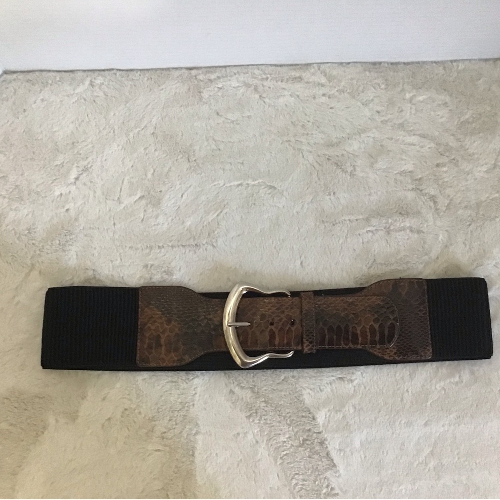 Statement Belt Faux Snakeskin Trim Wide Women’s Belt Size M